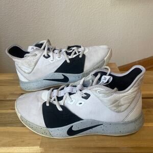 Nike Paul George PG3 Basketball Shoes Size 8.5 White Black Gray Sneakers